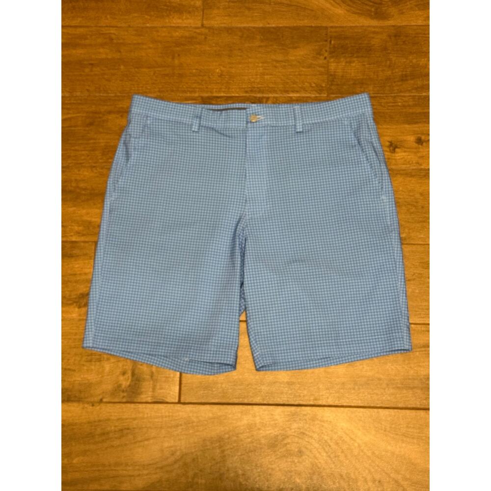PGA Tour Shorts Golf Blue Shorts Men’s Size 36" Checkered Pattern 9" Inseam
